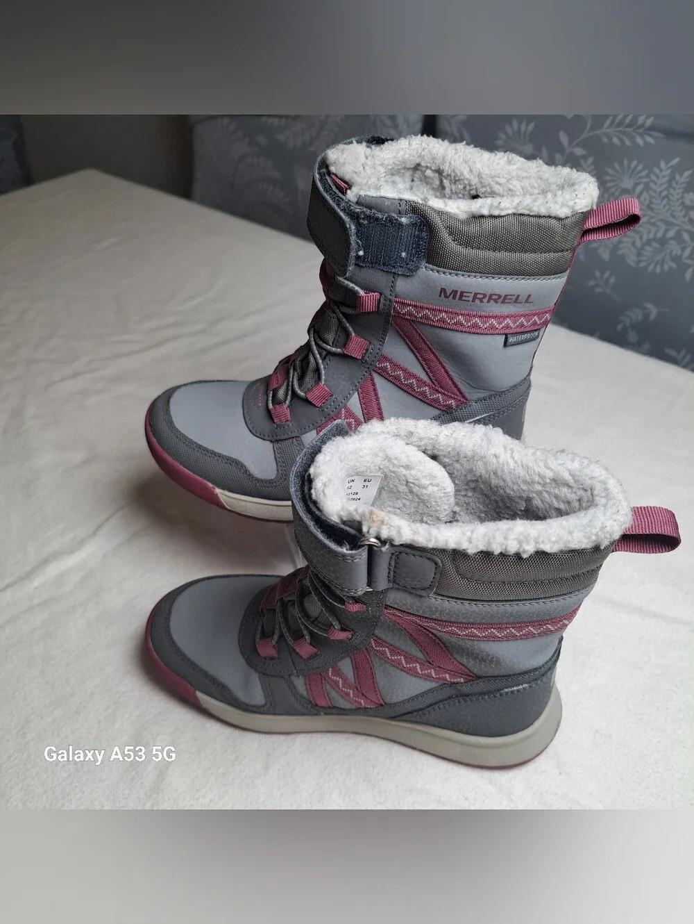 Merrell Grey and Pink Insulated Mid-Calf Winter Boots